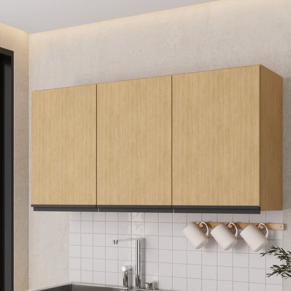 Armário Aéreo 3 Portas 120cm Nara Cabecasa Madeiraoriginals Avena