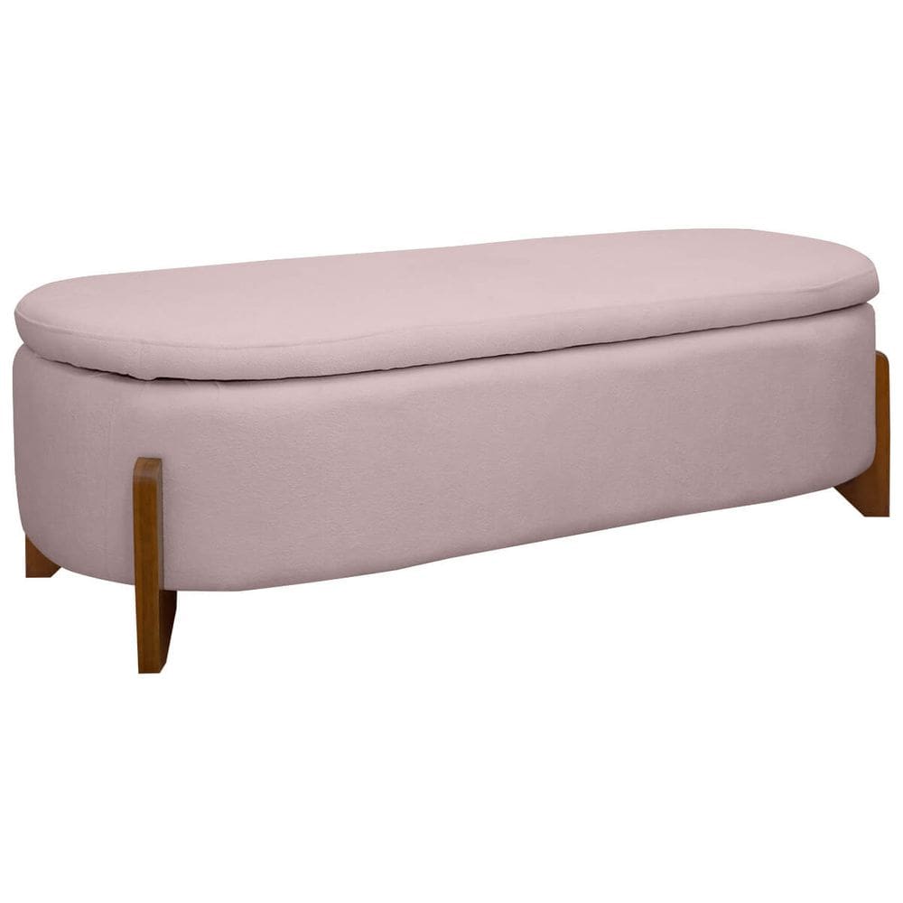 Puff Baú Organizador de Sapatos Thor Para Cama de Casal Bouclé Cor Bege