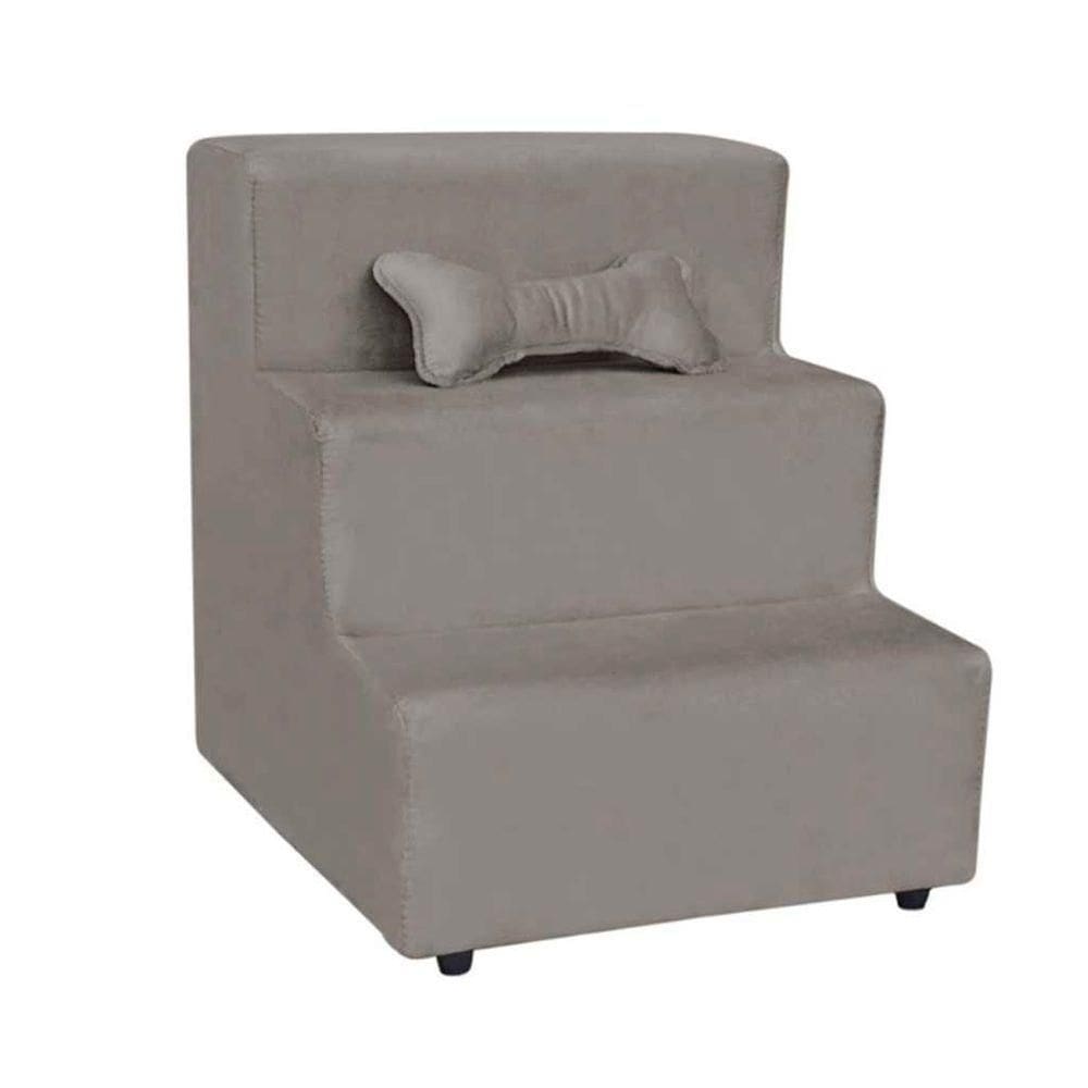 Escada Pet Almofadada 3 Degraus Para Cães E Gatos Veludo Cappucino