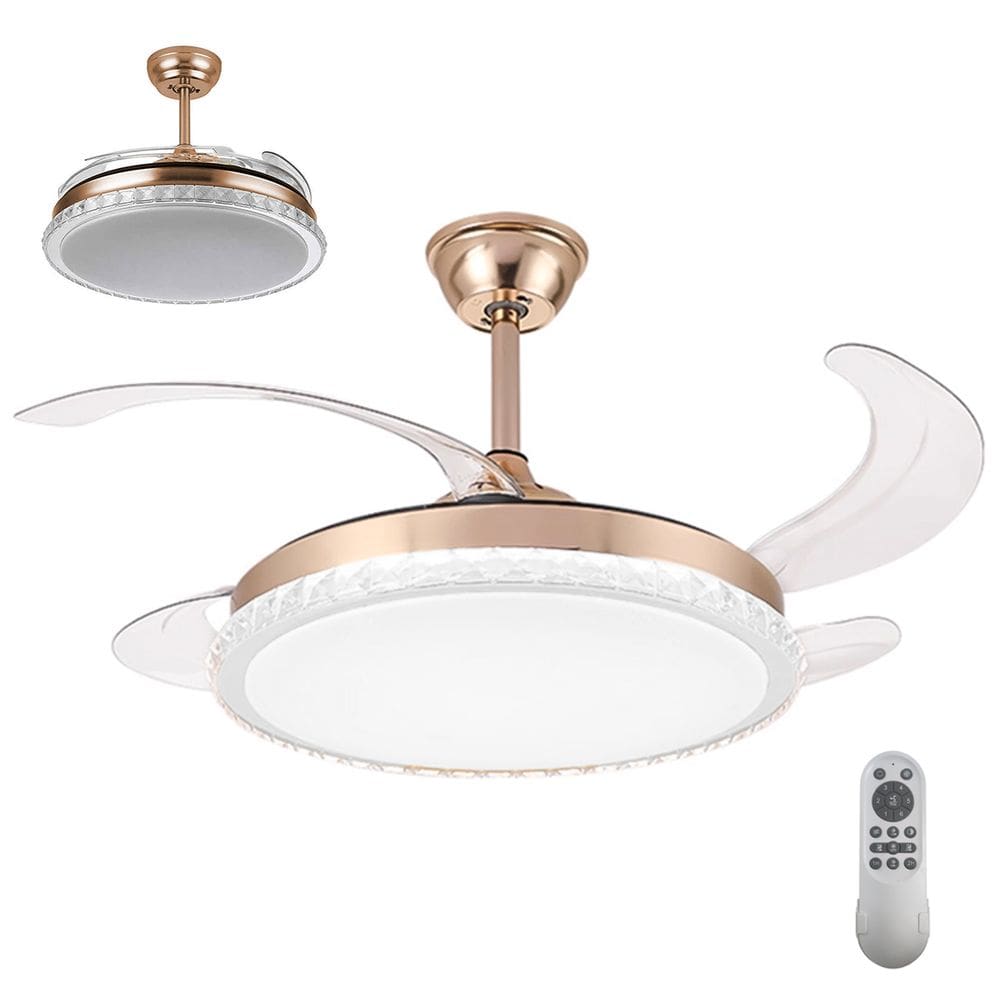 Ventilador de Teto Grande Pa Retratil Luminaria Led 3 em 1 Lampada Controle Casa Escritorio Trabalho Moderno Silencioso