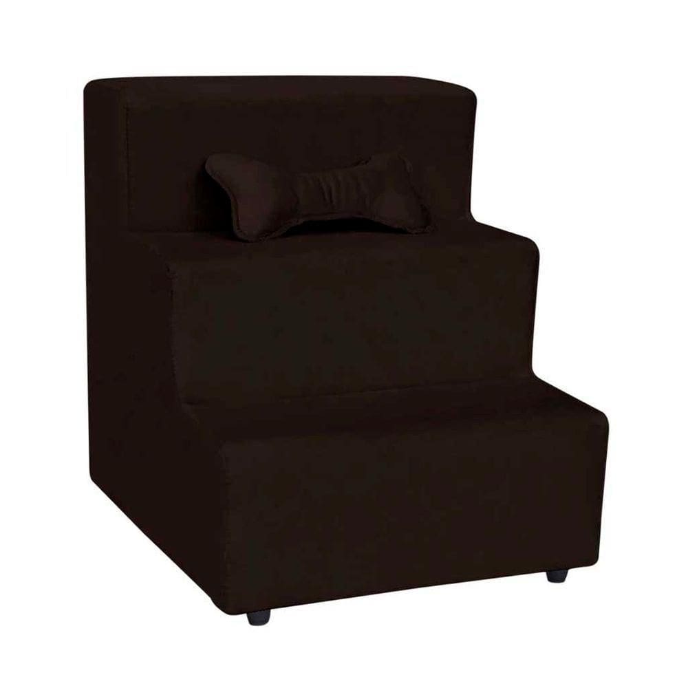 Escada Pet Almofadada 3 Degraus Para Cães E Gatos Veludo Marrom