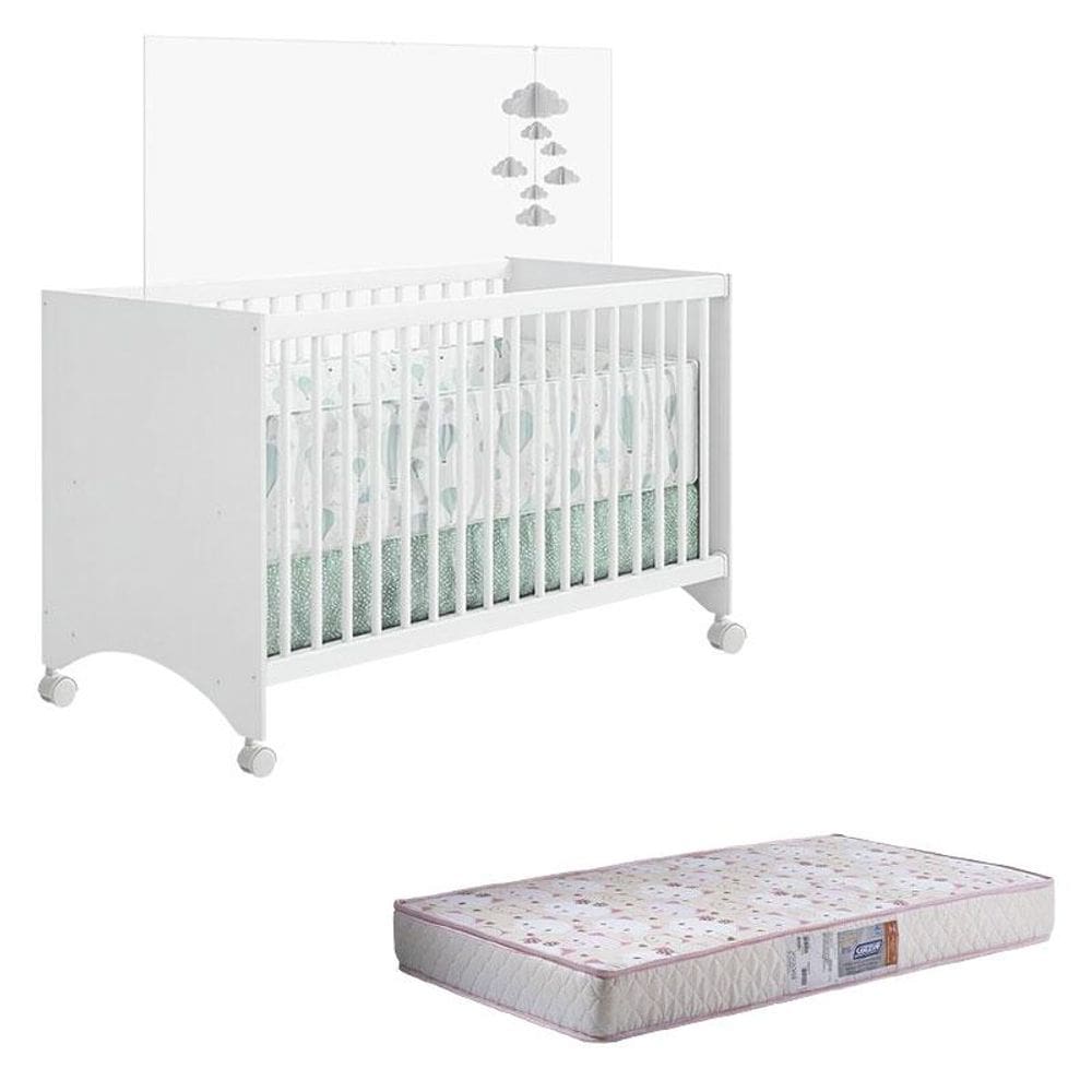 Berço Nacional Gutti Branco Brilho com Colchão Gazin - Móveis Estrela