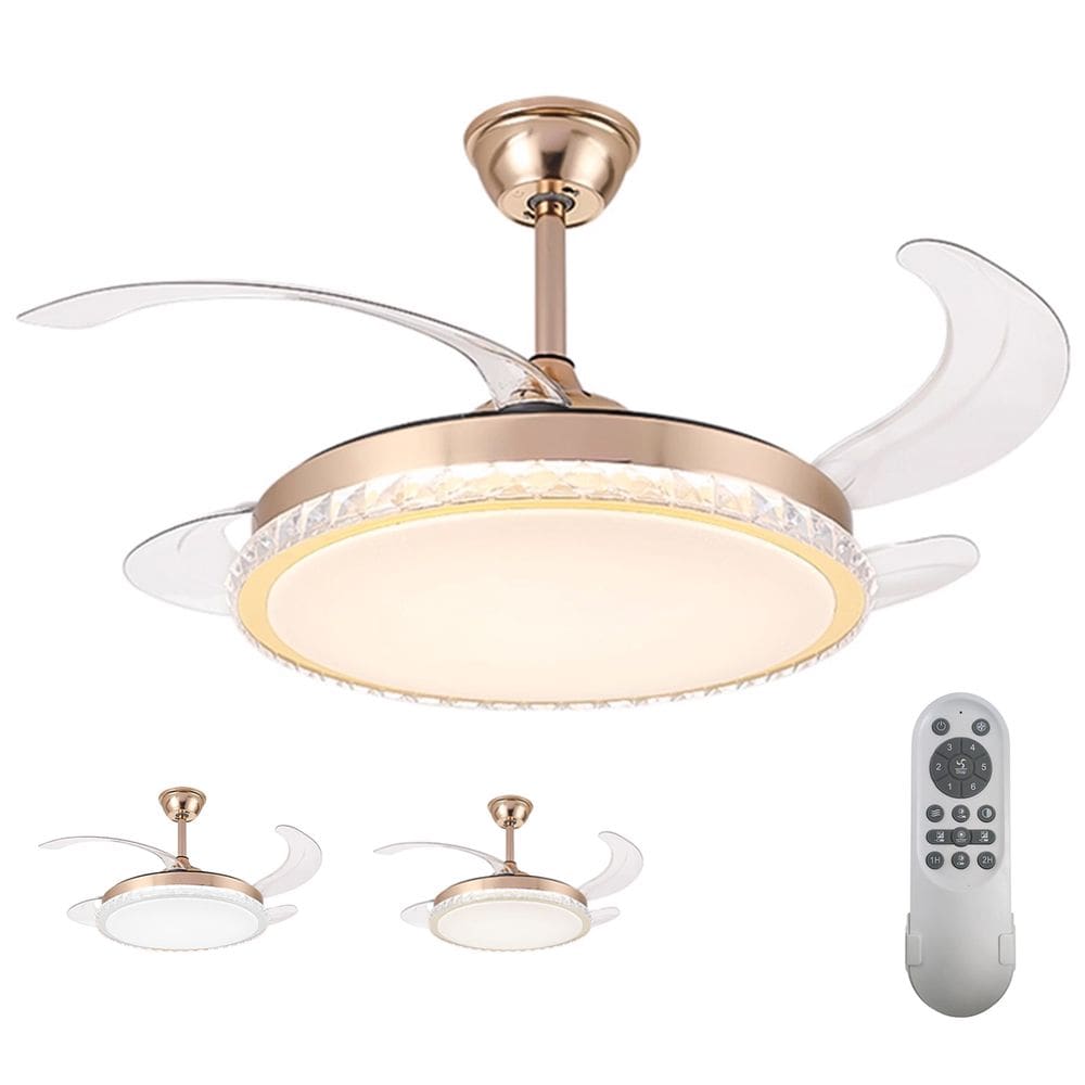 Ventilafor de Teto Pa Retratil Grande Lampada Led 3 em 1 Controle Velocidade Ajustavel Moderno Casa Trabalho Escritorio