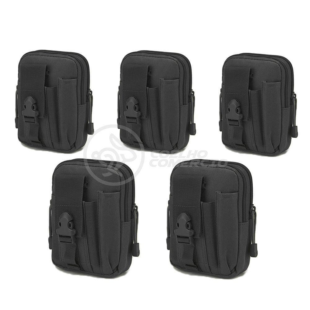 Kit 5 Bolsas Pretas Conjunto De Sobrevivência E Atividades Camping preto
