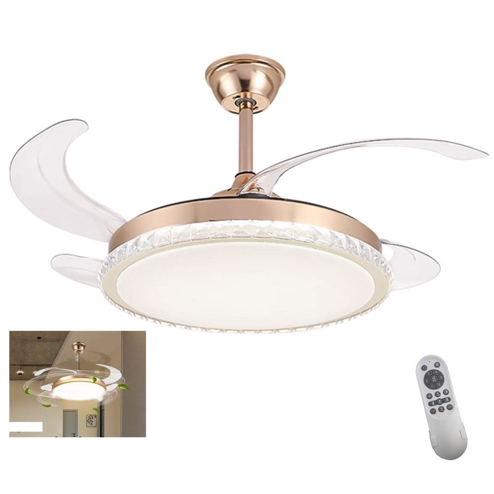 Ventilador de Teto Lampada Led 3 em 1 Grande Pa Retratil Controle Velocidade Ajustavel Casa Trabalho Silencioso Moderno