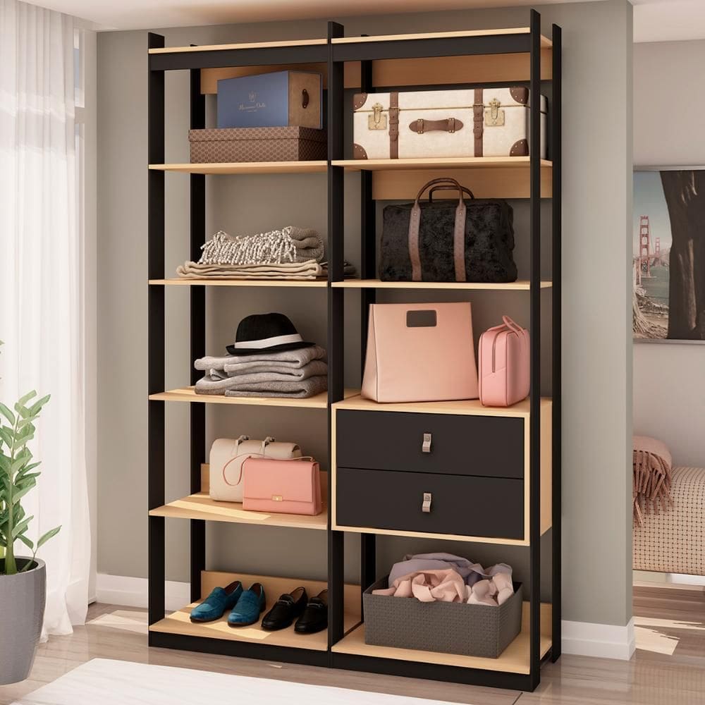 Guarda-roupas Genialflex Closet Mod 2 Gav Freijó Preto Fosco