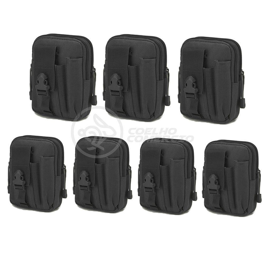 Kit 7 Bolsas Pretas Conjunto De Sobrevivência E Atividades Camping preto