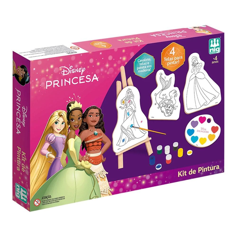 Kit De Pintura Infantil Com Cavalete Princesas Disney - Nig 4100