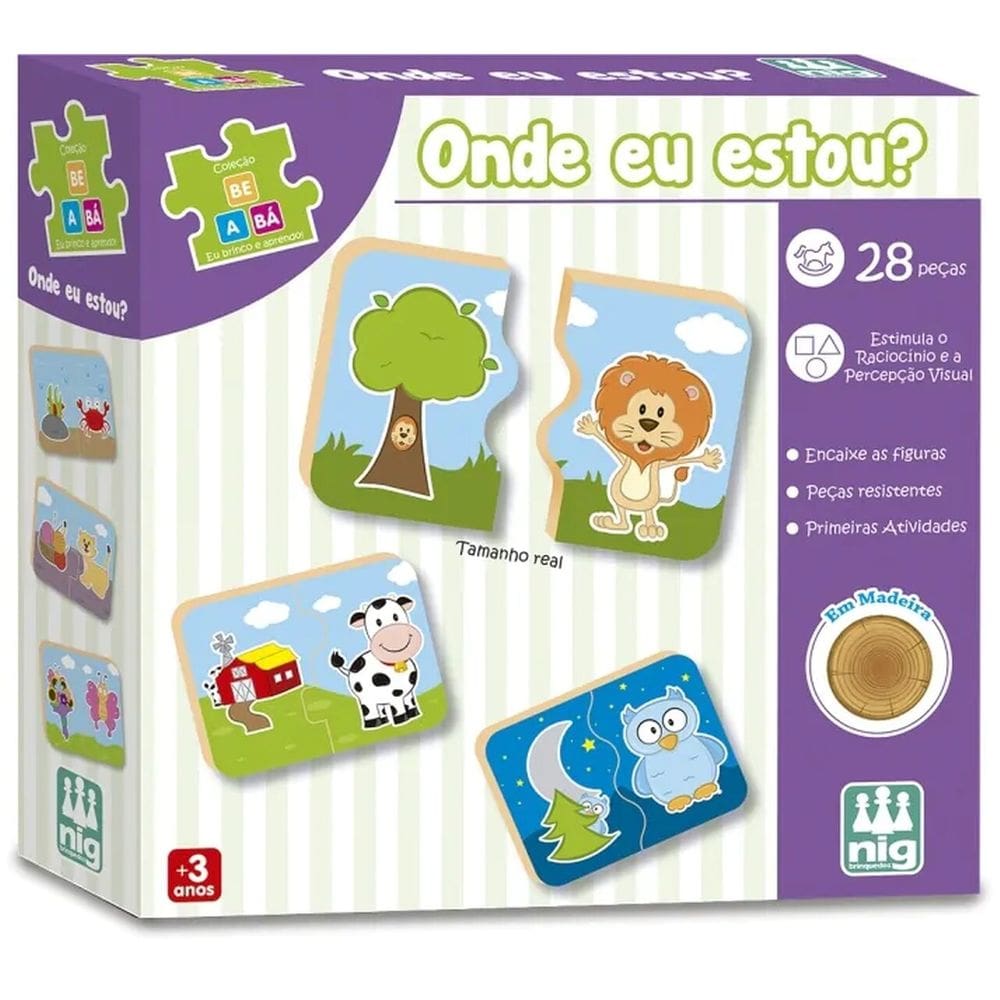 Jogo Be A Bá Onde Eu Estou 28 Peças Em Madeira - Nig 0412