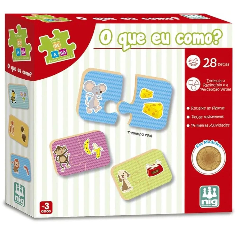 Jogo Be A Bá O Que Eu Como 28 Peças Em Madeira - Nig 0411