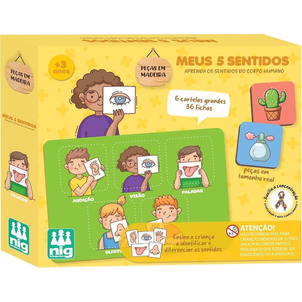 Jogo Educativo Em Madeira Meus 5 Sentidos - Nig 0586