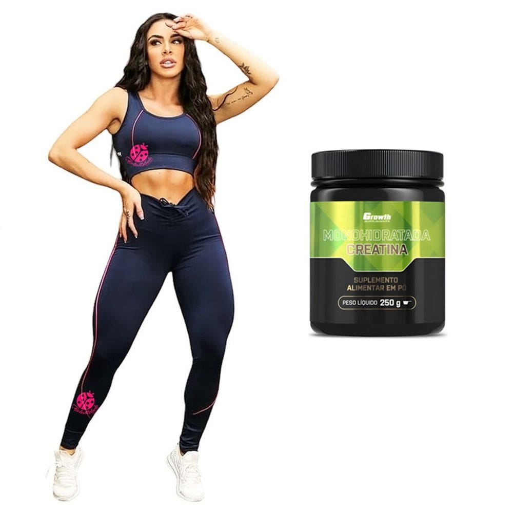 Kit Legging Viés Repuxado Fitness e Creatina Sem Sabor 250g