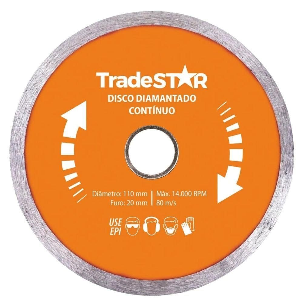 Disco Diamantado 110 Mm Continuo Furo 20 Mm Tradestar