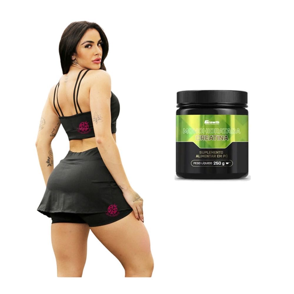 Kit Top Suplex Short Saia Fitness e Creatina Sem Sabor 250g