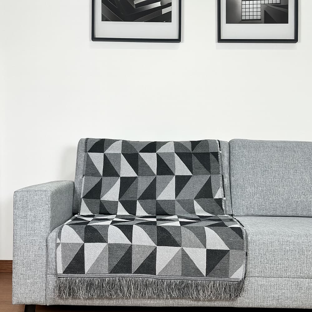 Manta Jacquard Misto com Franja 1,40 x 1,60 Dallas Preto