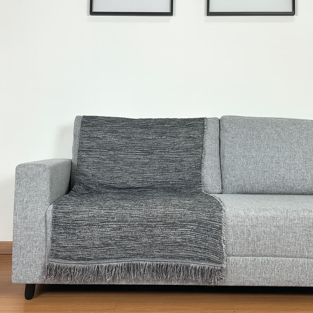 Manta Jacquard Misto com Franja 1,40 x 1,60 Porto Preto