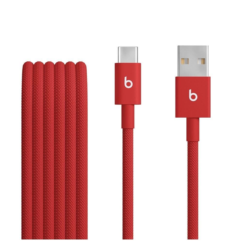 Cabo trançado de USB-A para USB-C da Beats (1,5 m), Vermelho elétrico