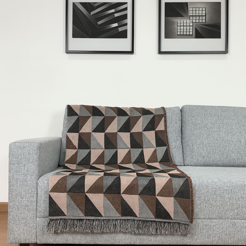 Manta Jacquard Misto com Franja Dallas Caramelo e Preto