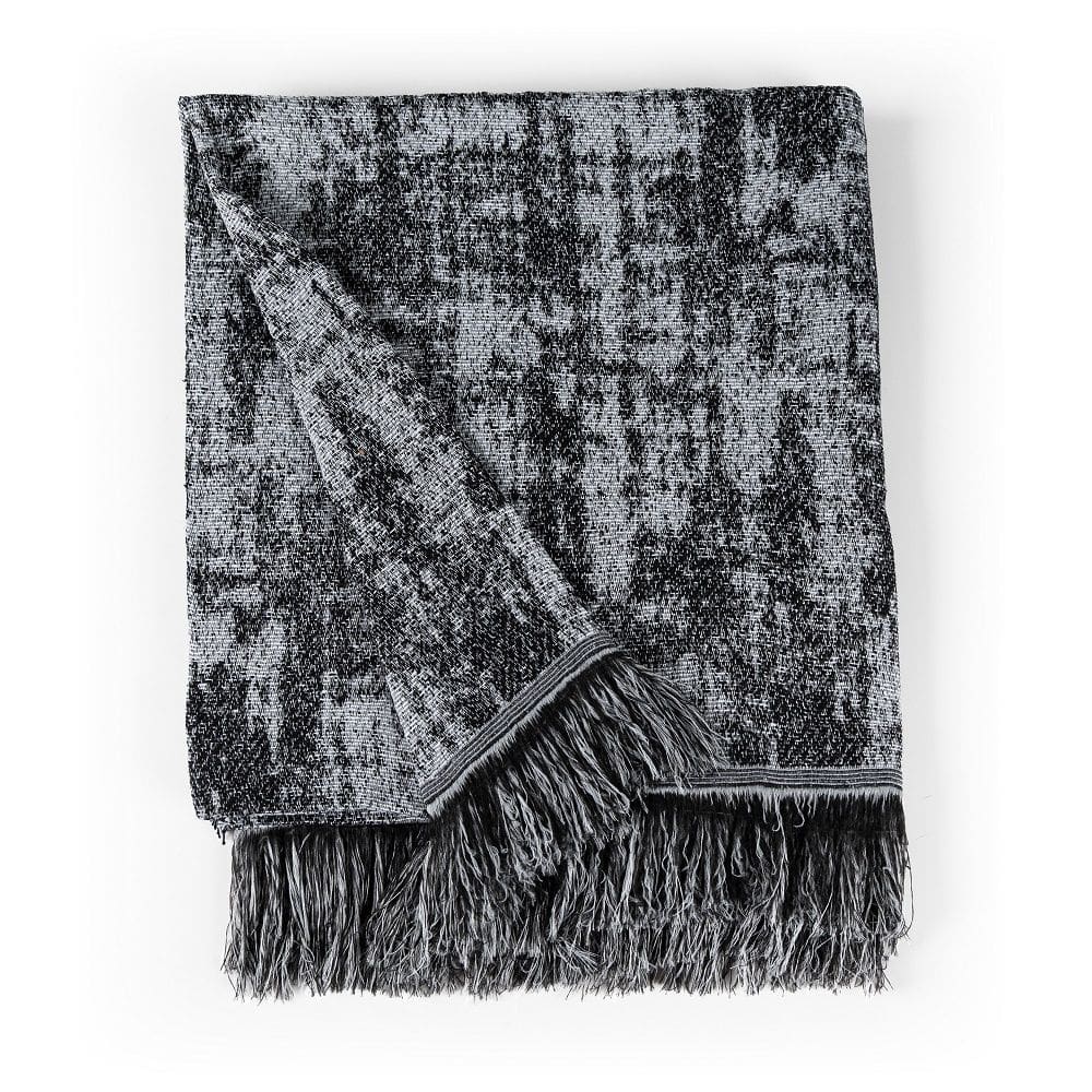 Manta Jacquard Misto com Franja 1,40 x 2,20 Paris Preto