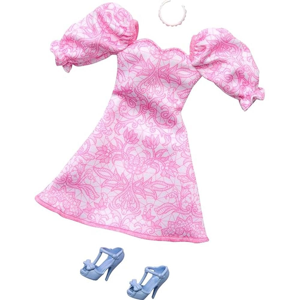 Barbie Fashion complete looks roupas - Vestido rosa e branco MATTEL