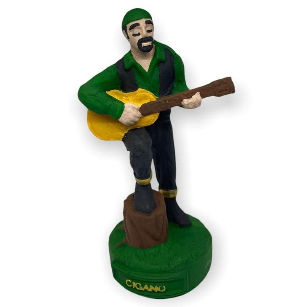 Escultura Cigano Verde 11 Cm Em Resina