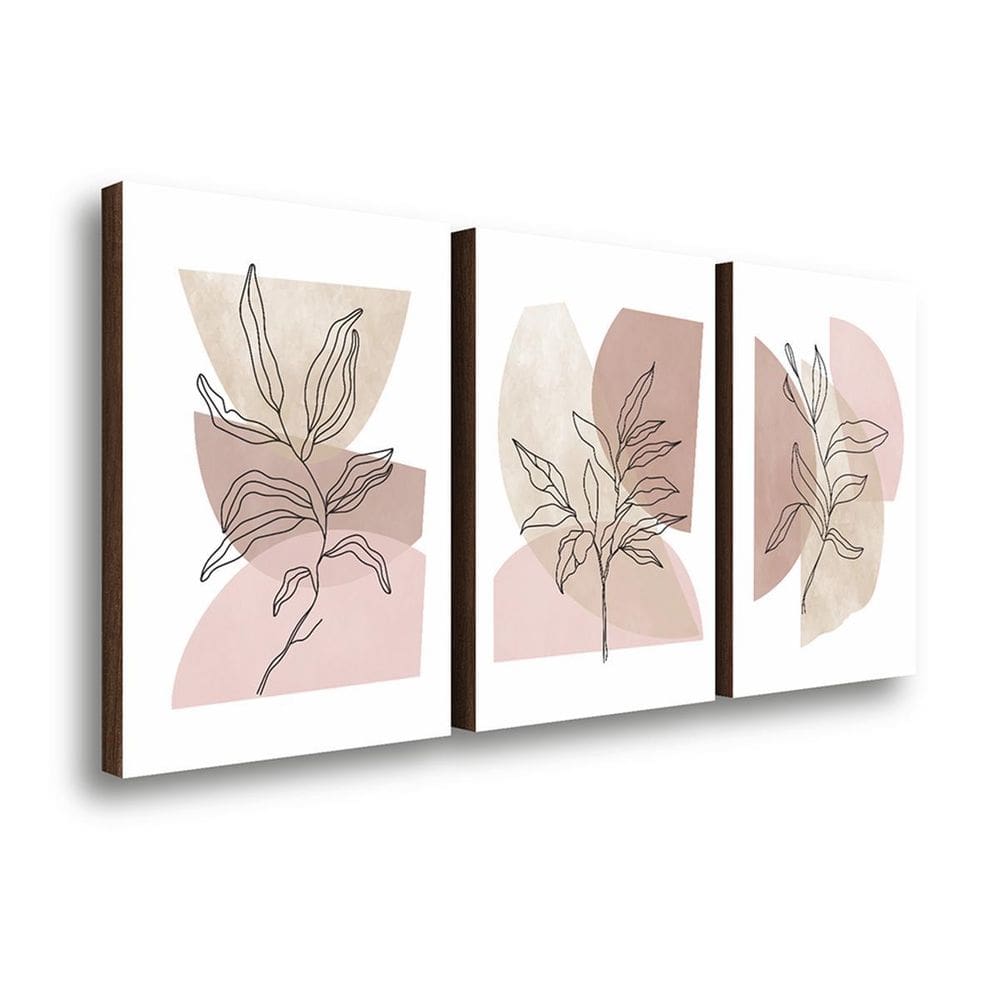 Kit 3 Quadros Decorativos Folhagem Tons Terrosos 40X60Cm