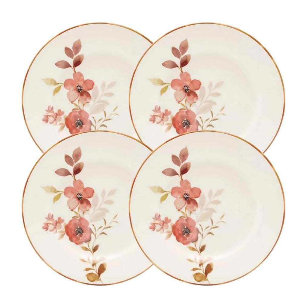 Jogo De Pratos Fundos Kit 4 Peças 21,5Cm Cerâmica Chá Das 5