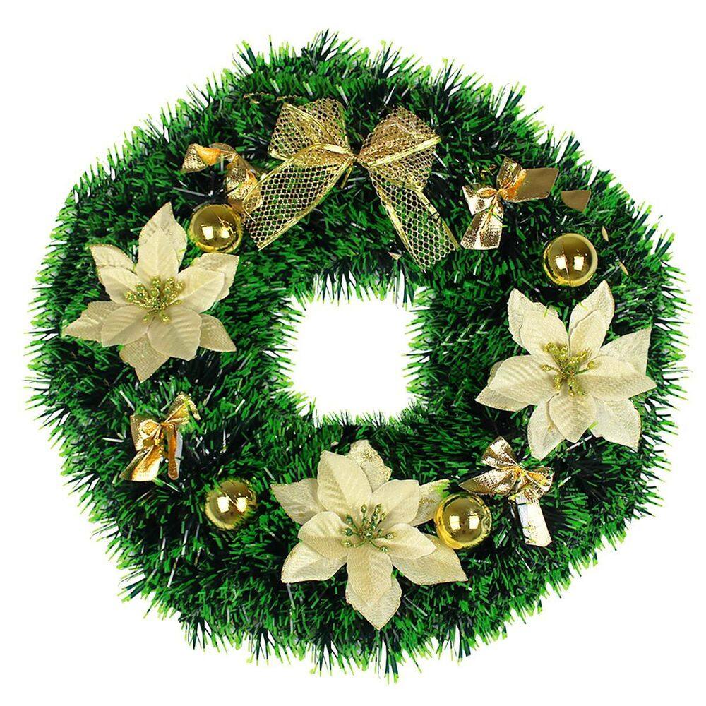 Guirlanda Natal 38cm Laço Vermelho e Dourado