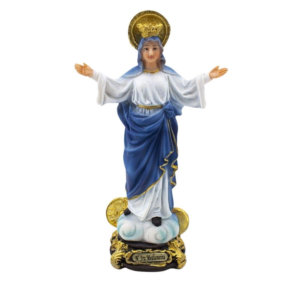 Imagem Nossa Senhora Da Medianeira Importada Resina 15 Cm