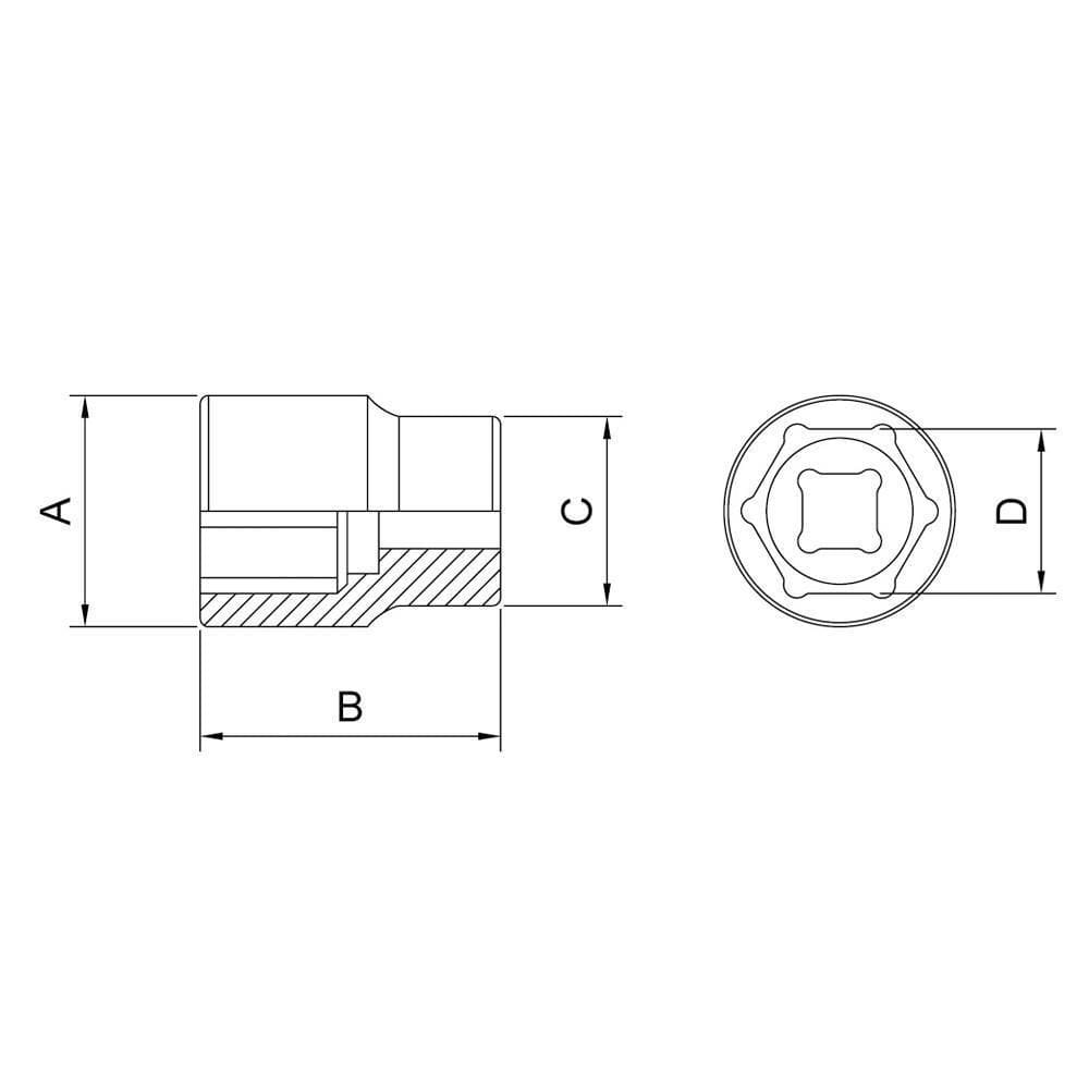 Soquete Sextavado Em Crv 28Mm - Encaixe 1/2 Tramontina Pro
