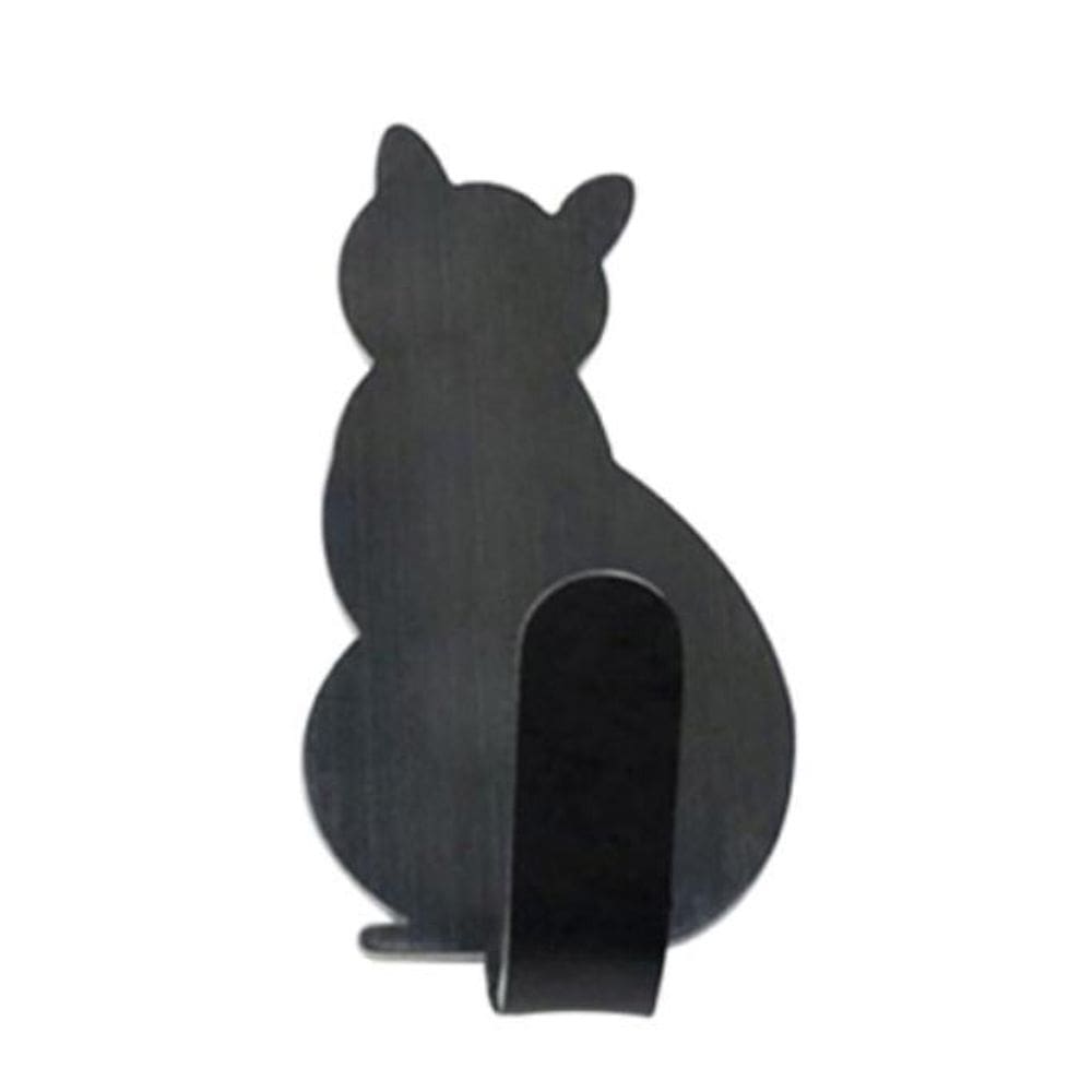 Kit 2 Suportes Gancho Formato Gato Decorativo Preto