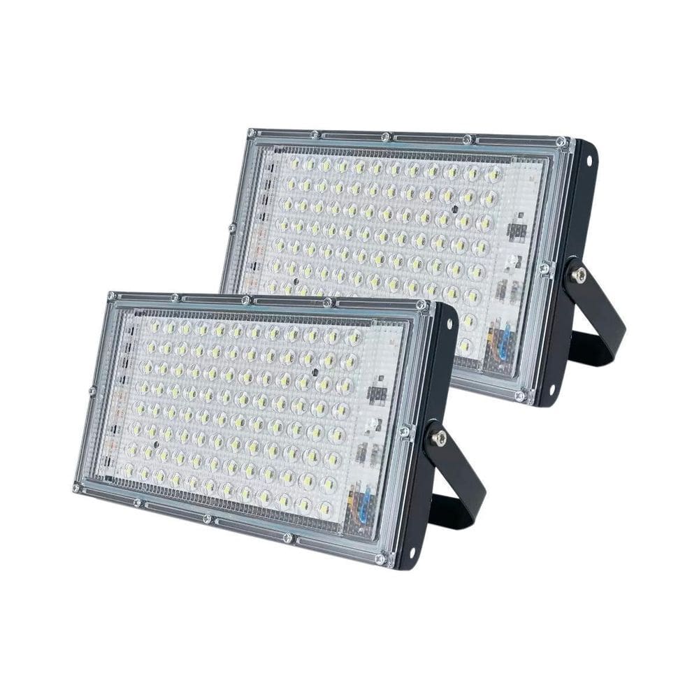 Kit 2 Refletor Holofote Led 100W Preto 6500K Ip66 Luz Fria