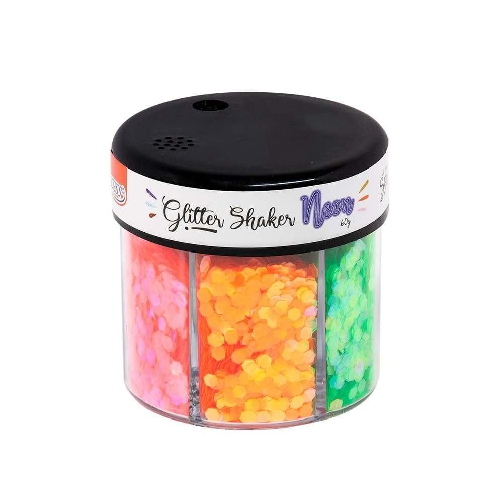 Glitter Shaker Hexágonos Neon 6 Cores 60G