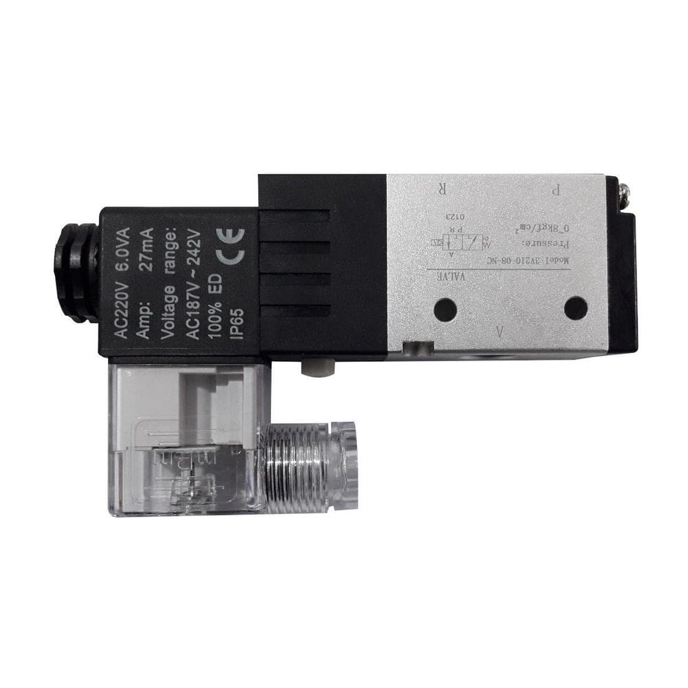 Válvula Retorno Mola 3V210-08 3/2 Vias 1/4 Rosca 220VAC