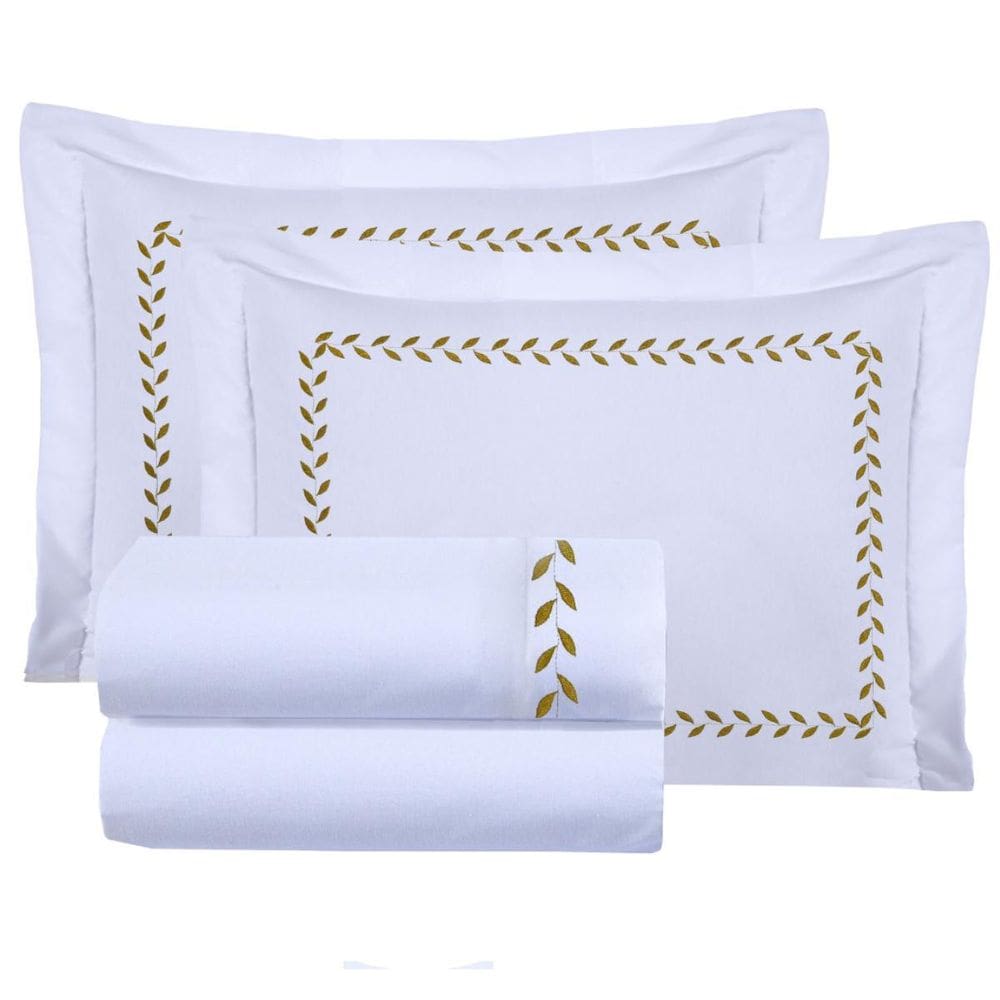 Conjunto Lençol Super King Clancy Algodão 200 Fios Bordado