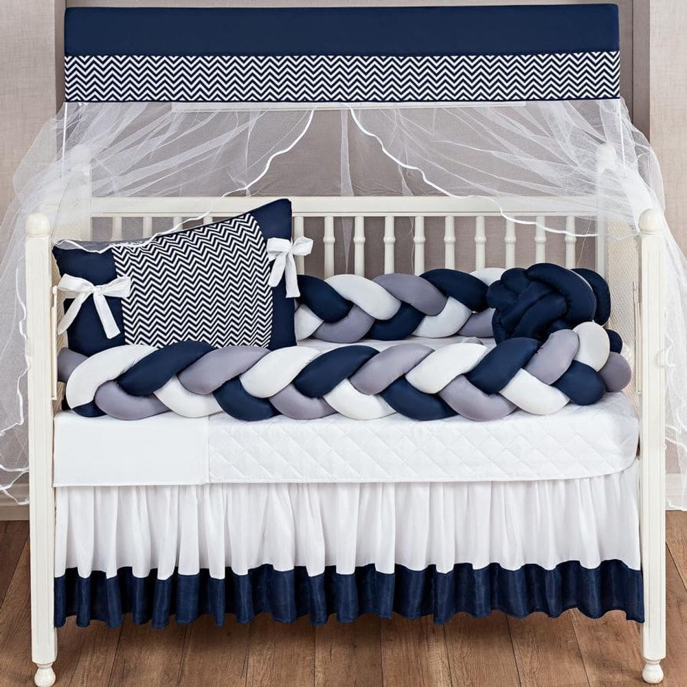 Kit Jogo De Berço Americano Trançado 11Pçs Edredom E Saia