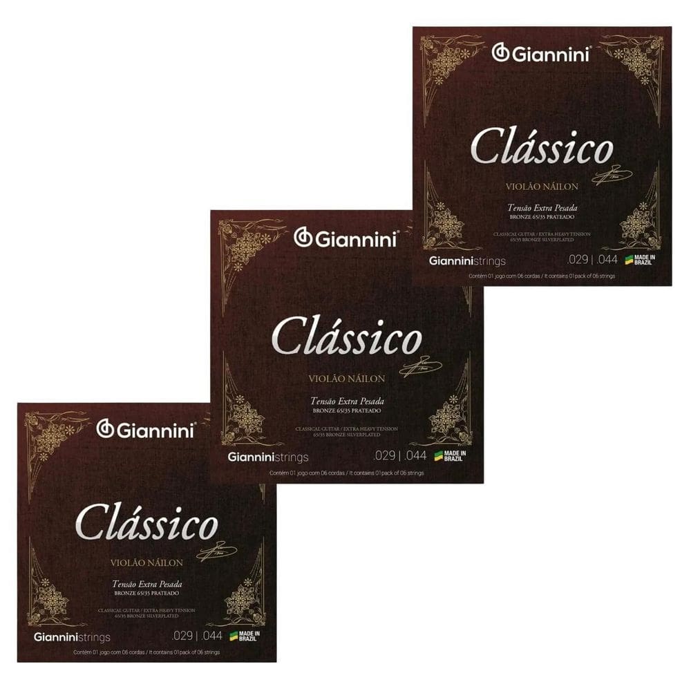 Kit 3 Encordoamento Violão Nylon Giannini Clássico Ext. P.