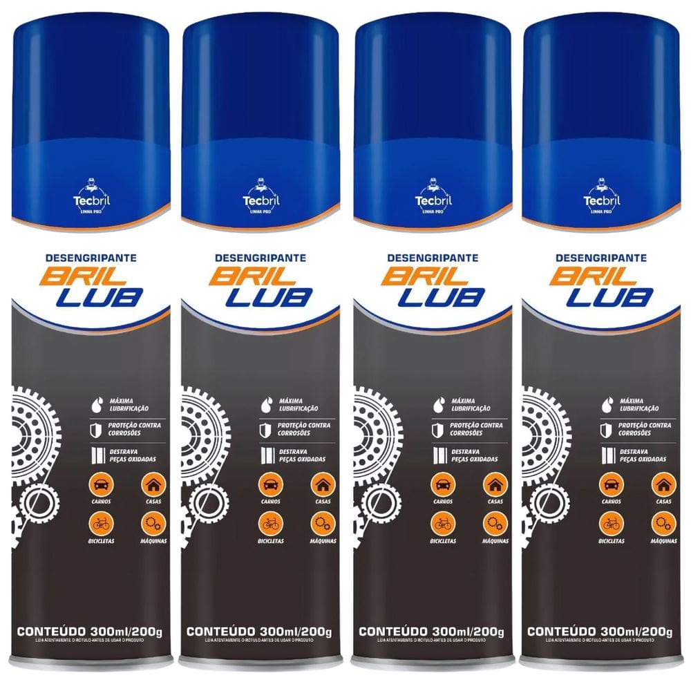 Kit 4 Desengripante Lubrificante Spray 300Ml -Tecbril