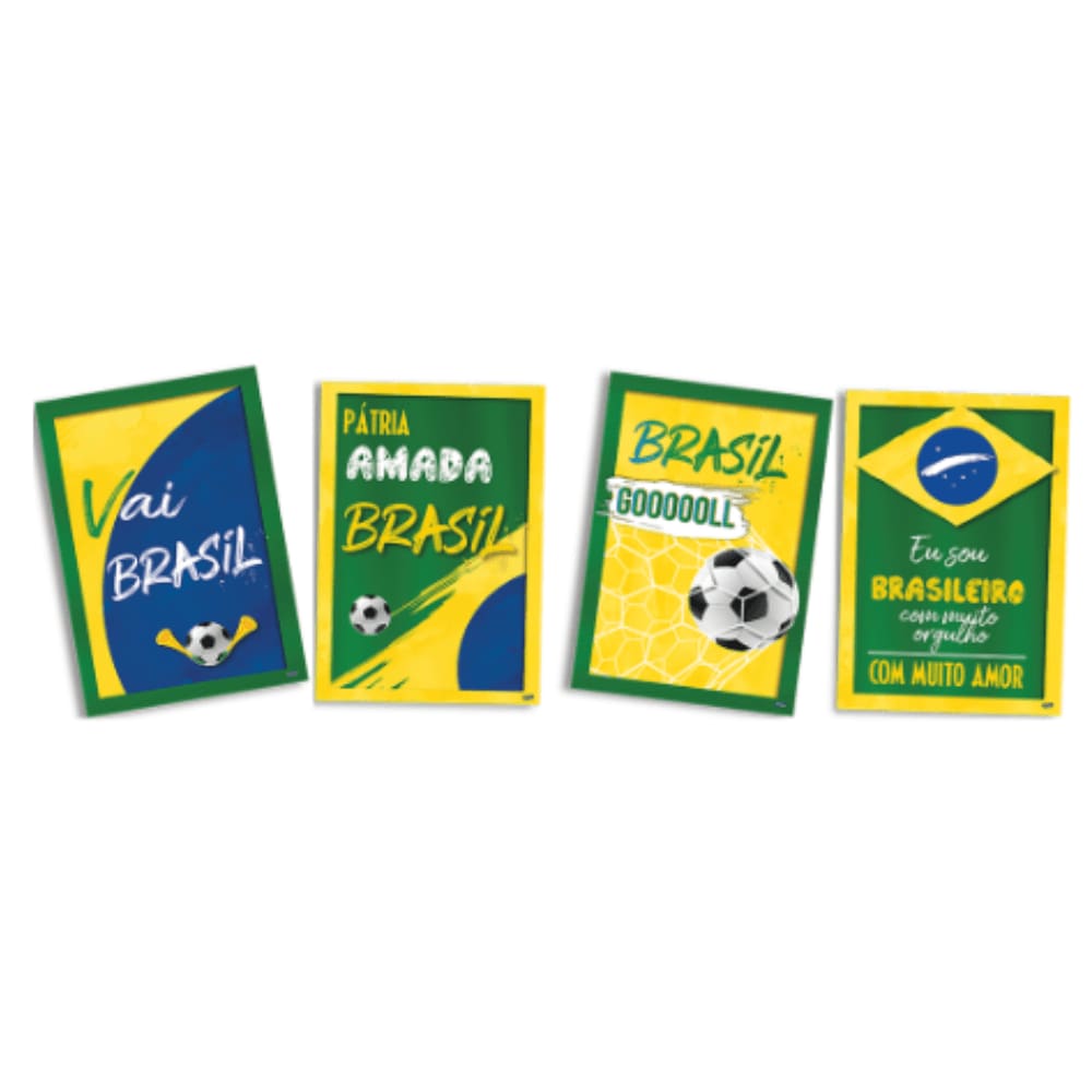 Quadros Decorativos Vai Brasil c/ 4 unidades Festcolor