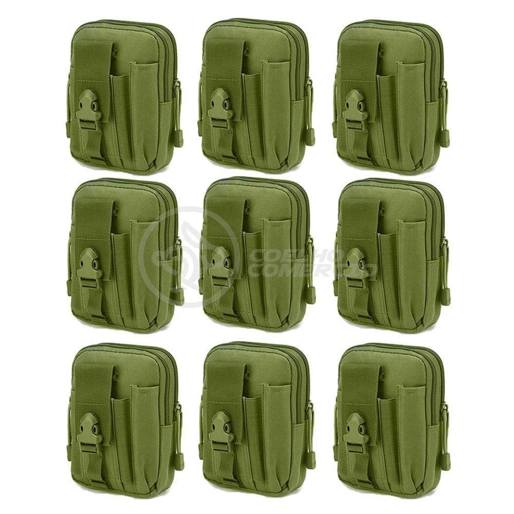 Kit 9 Bolsas Verde Militar Conjunto Acessórios De Camping Kit Sobrevivência preto