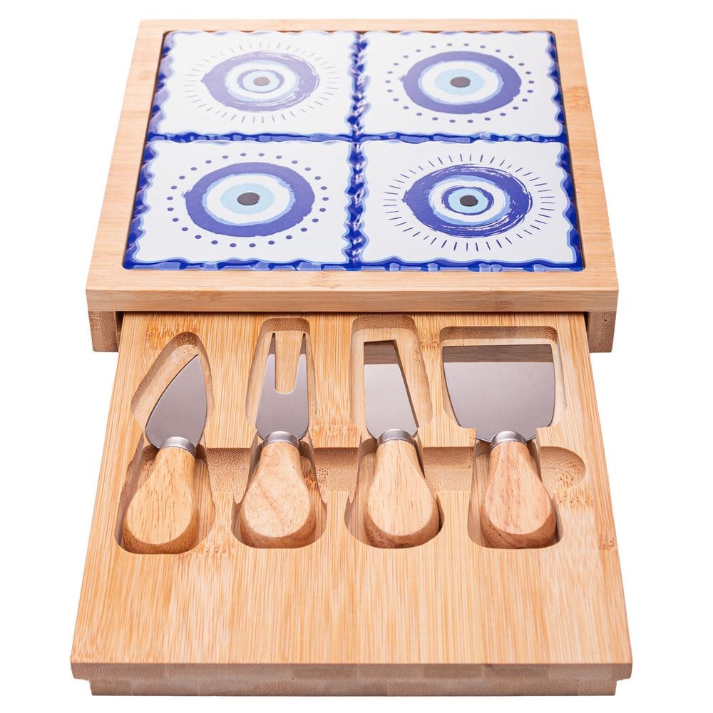 Conjunto 6 Peças para Queijo Tábua com Gaveta Greek 23 x 23