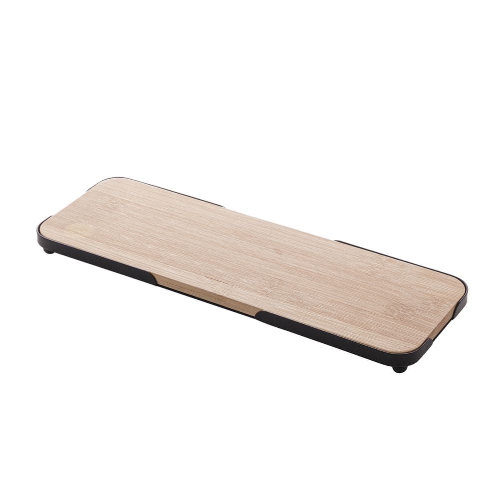 Bandeja Retangular de Bambu com Moldura de Metal 30cm x 10cm