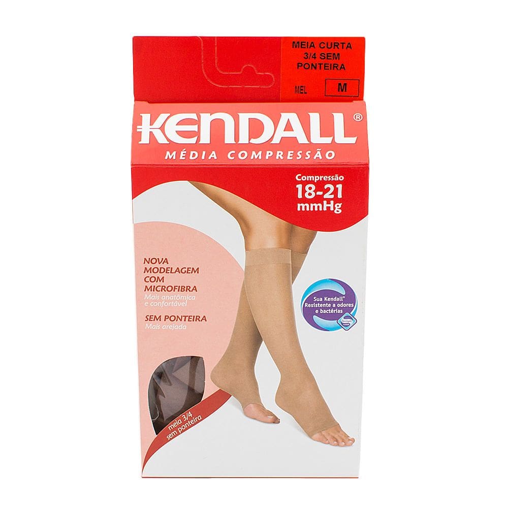 Meia Panturrilha (3/4) Kendall Feminina Média Compressão (18-21mmHg) Ponteira Aberta Tamanho M Cor