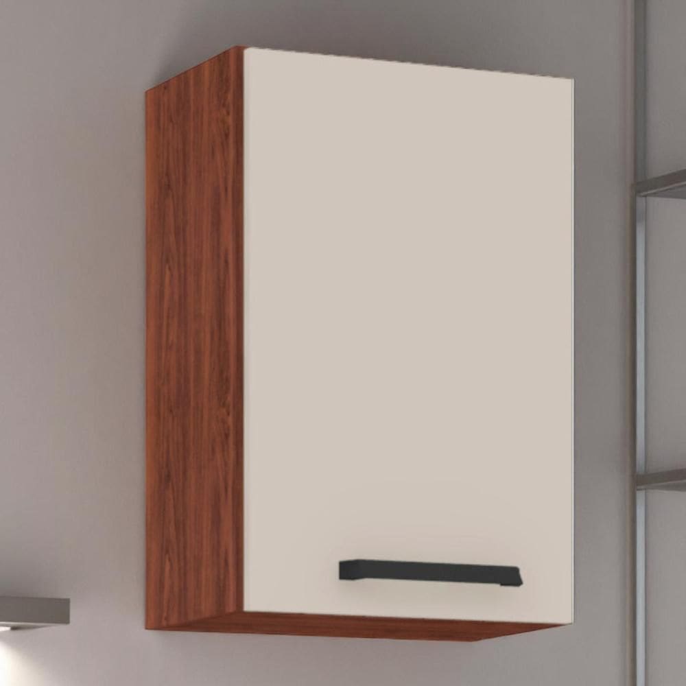 Armário 1 porta 400 Lapis Nogueira Off White