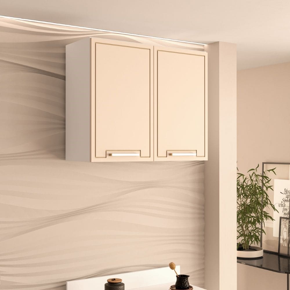 Armário Aéreo 80cm 2 portas Amara Branco Creme Politorno Móveis