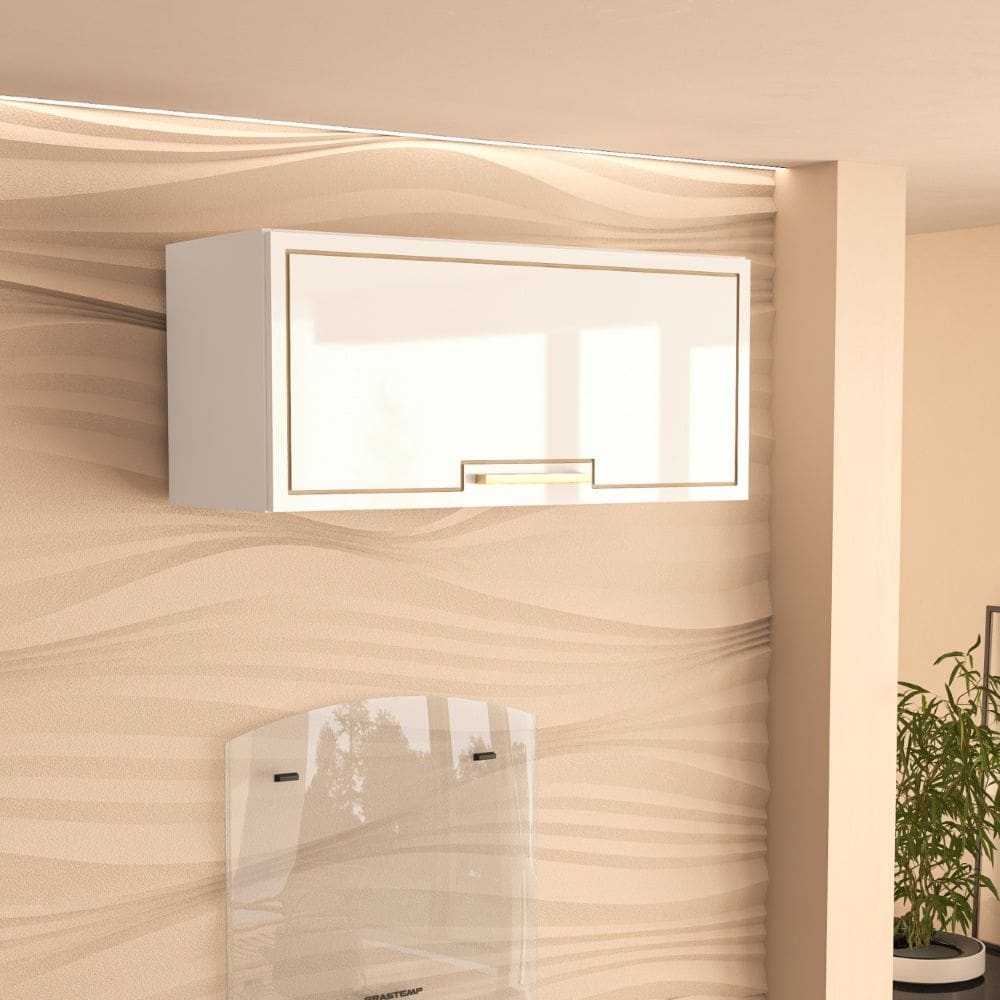 Armário Aéreo 1 porta basculante Amara Branco Politorno Móveis