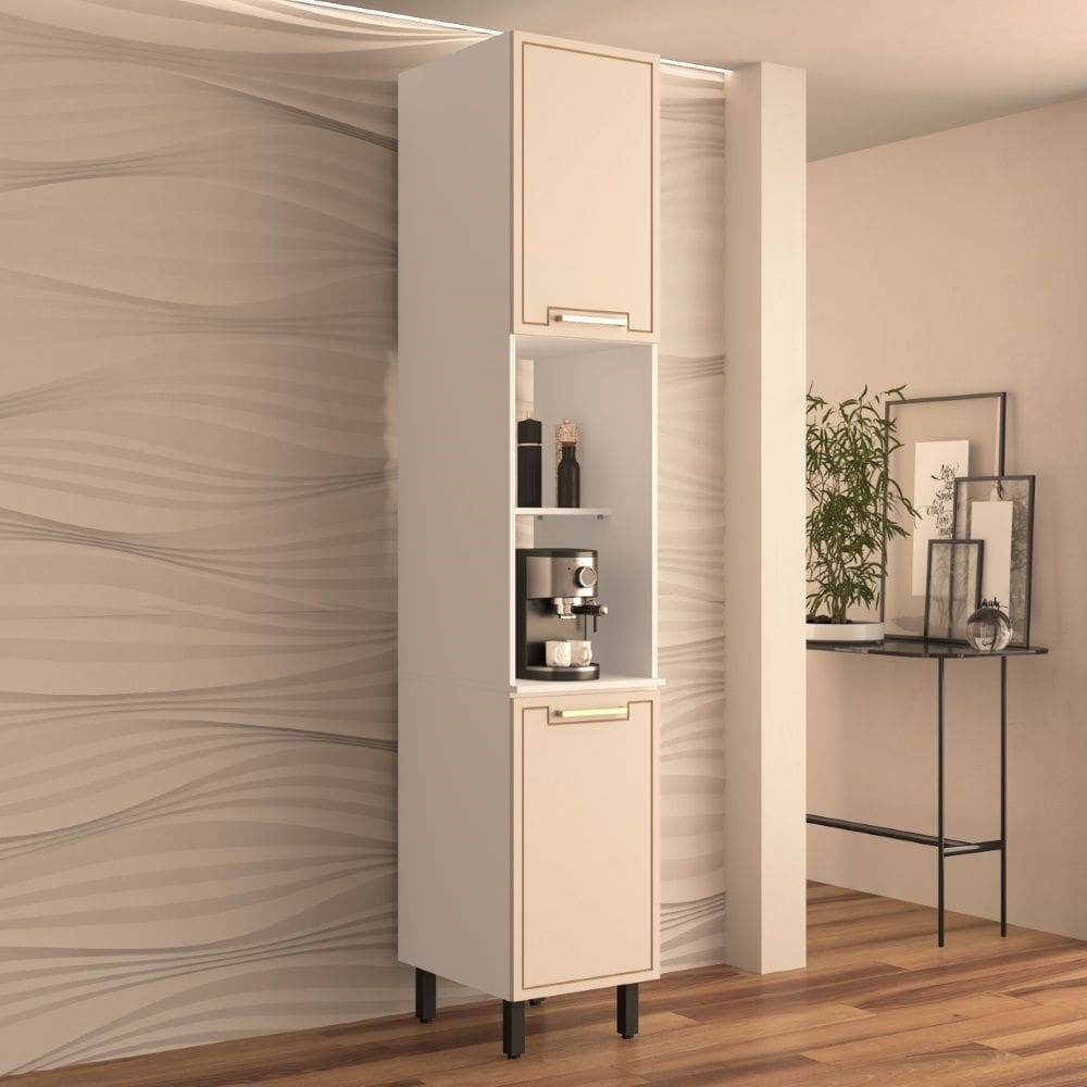 Paneleiro 2 portas 2 nichos Amara Branco Creme Politorno Móveis