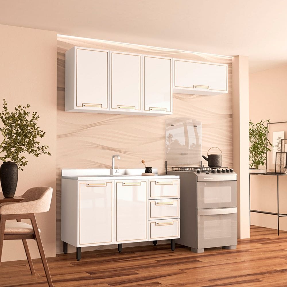 Cozinha Compacta 250075 3 Peças Amara Branco Politorno Móveis