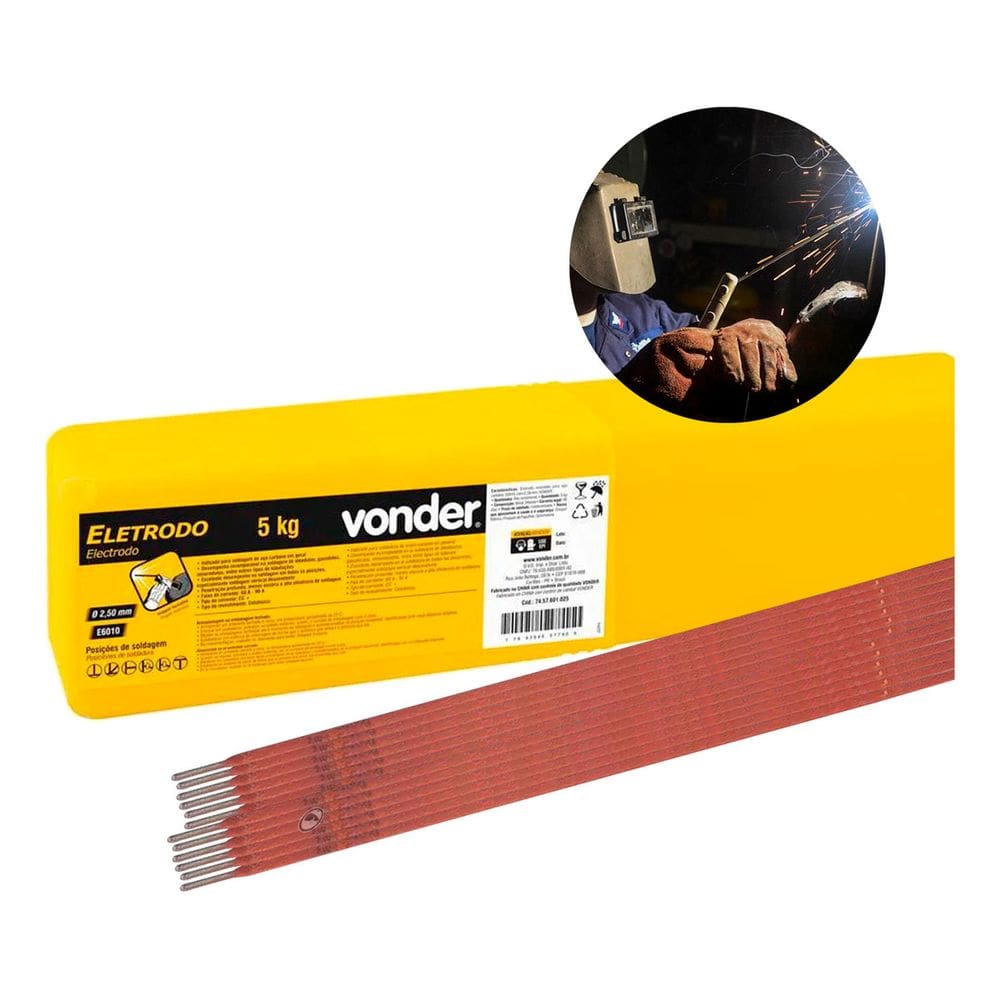 Eletrodo Para Solda Elétrica E6010 Com 2,50 mm 5Kg Vonder