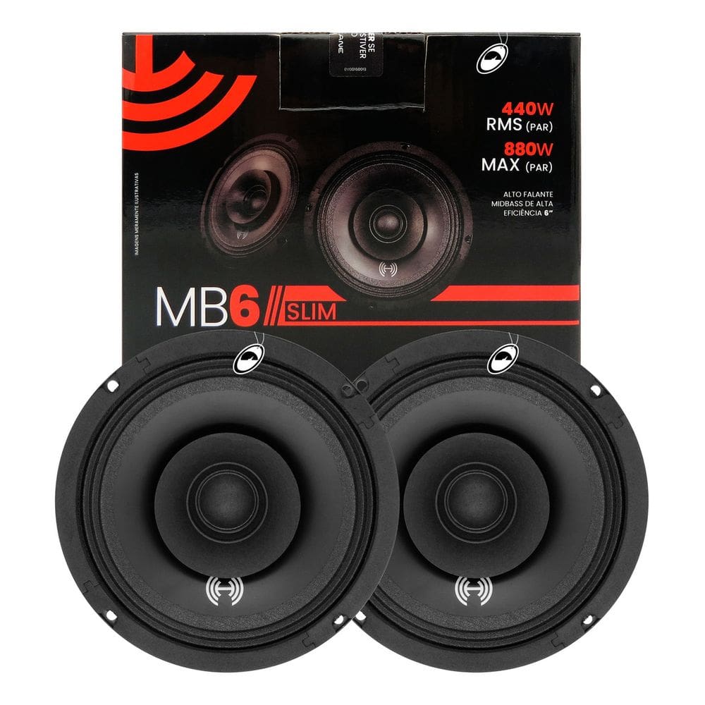 Par Alto Falante Midbass Hurricane Pro MB6 Slim 6” 440W RMS 4 Ohms